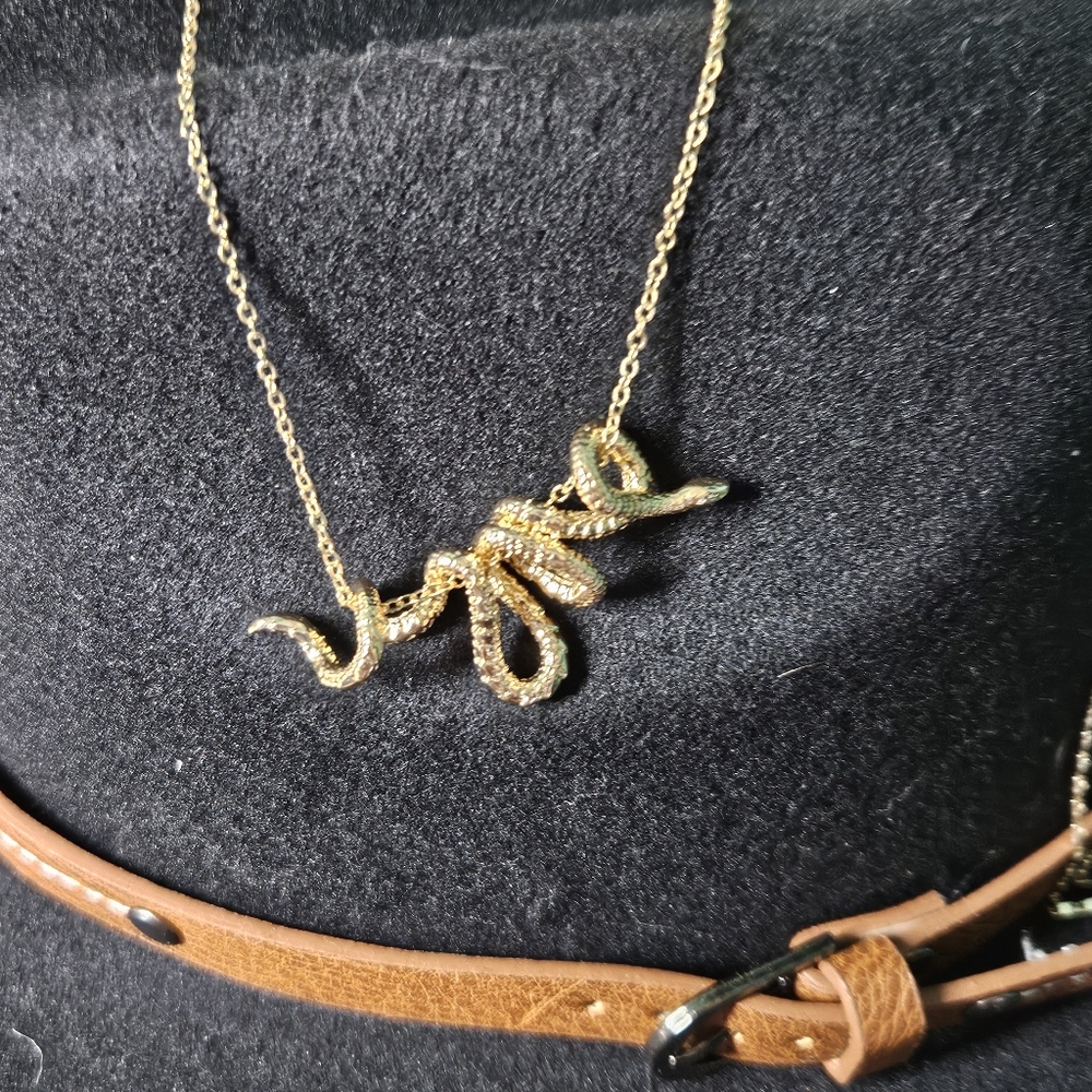 Gold Snake Slide Charm Necklace - Picture 5 of 10